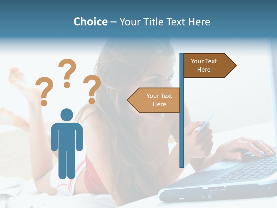 Woman With Her Computer PowerPoint Template