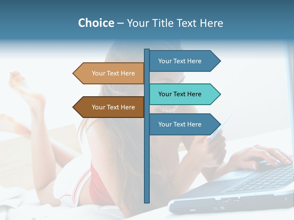 Woman With Her Computer PowerPoint Template