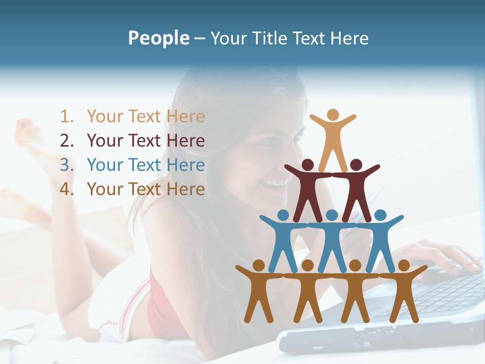 Woman With Her Computer PowerPoint Template