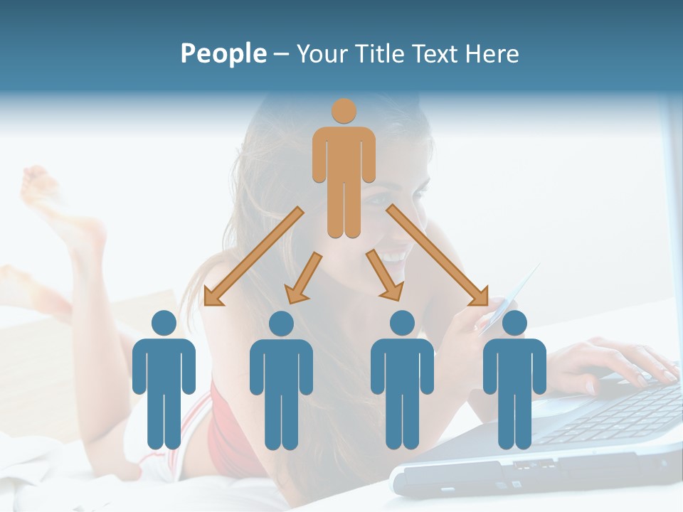 Woman With Her Computer PowerPoint Template