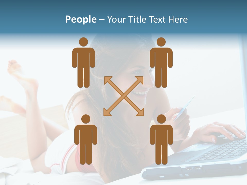 Woman With Her Computer PowerPoint Template