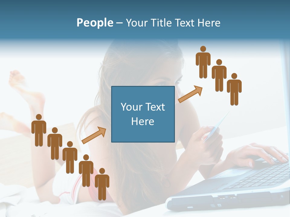 Woman With Her Computer PowerPoint Template