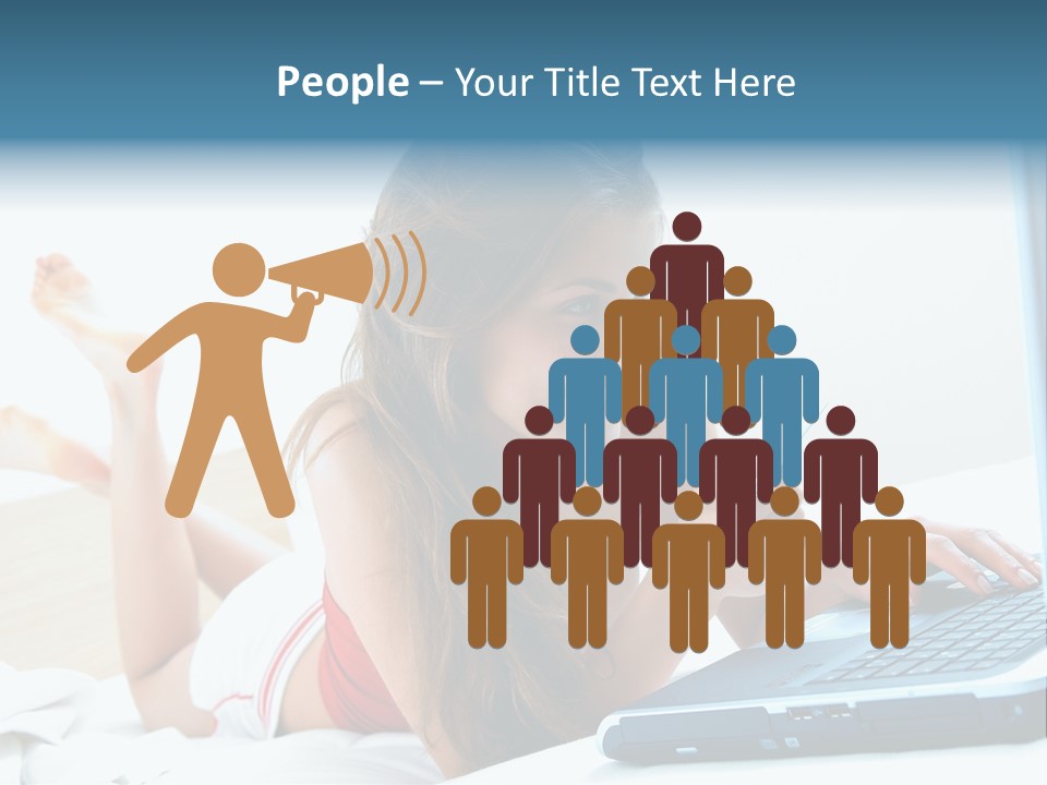 Woman With Her Computer PowerPoint Template