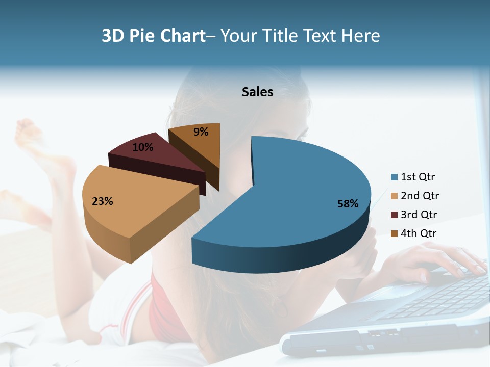 Woman With Her Computer PowerPoint Template