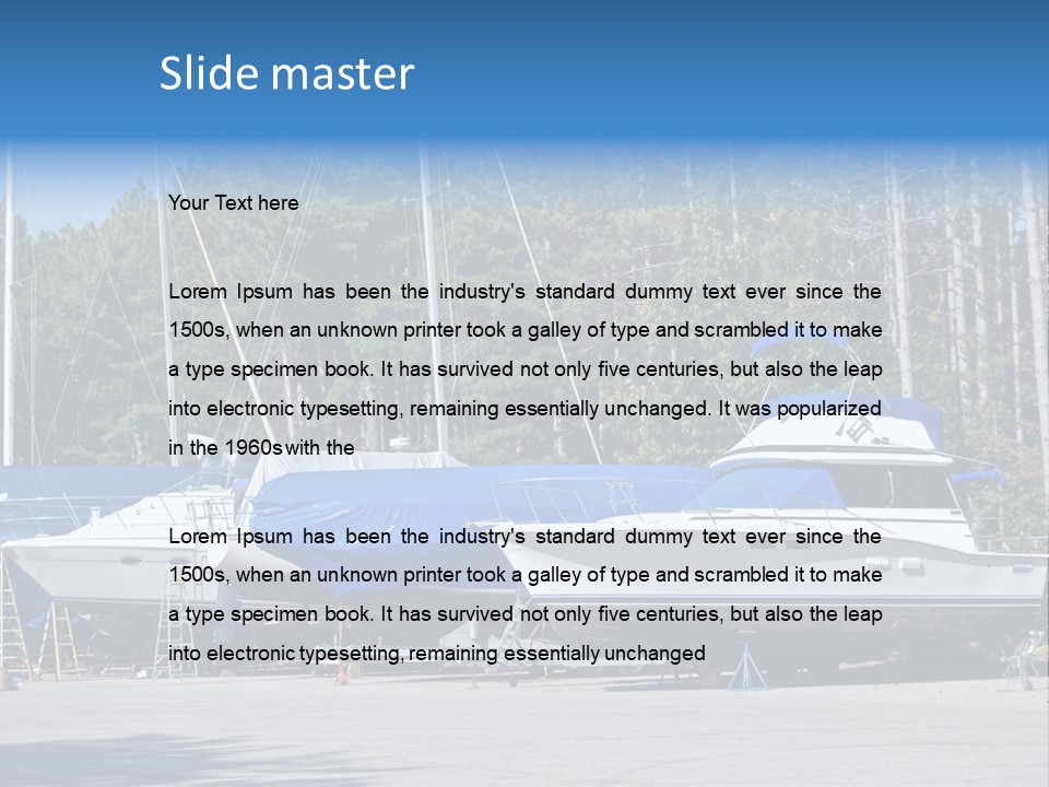 Winterized Boat In Parking Lot PowerPoint Template
