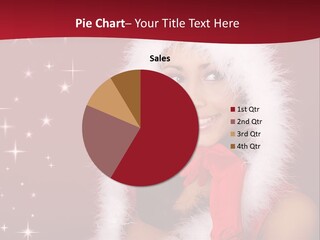 Portrait Of Beautiful Sexy Girl Wearing Santa Claus Clothes On Red Background PowerPoint Template