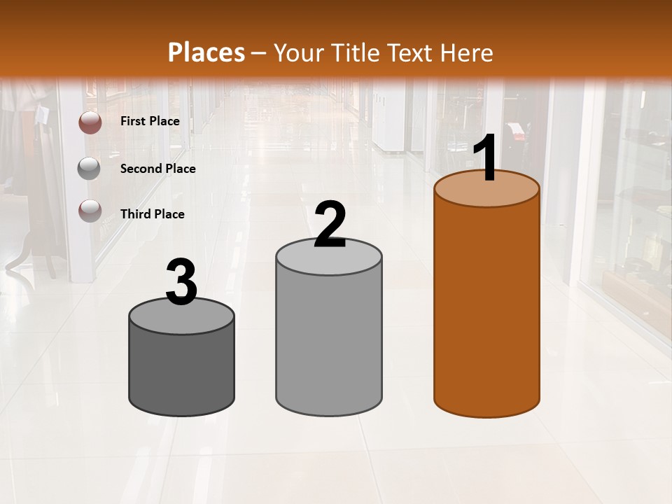 Hall Of A Modern Business Centre With Set Of Glass Show-Windows PowerPoint Template