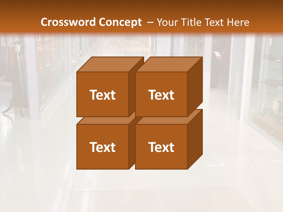 Hall Of A Modern Business Centre With Set Of Glass Show-Windows PowerPoint Template