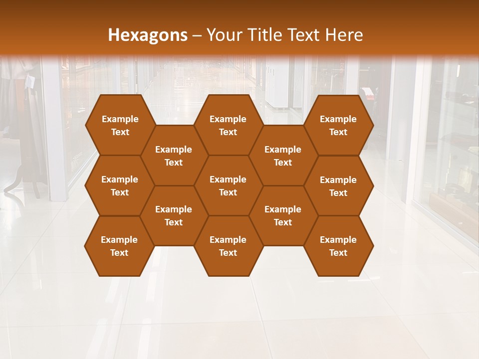 Hall Of A Modern Business Centre With Set Of Glass Show-Windows PowerPoint Template