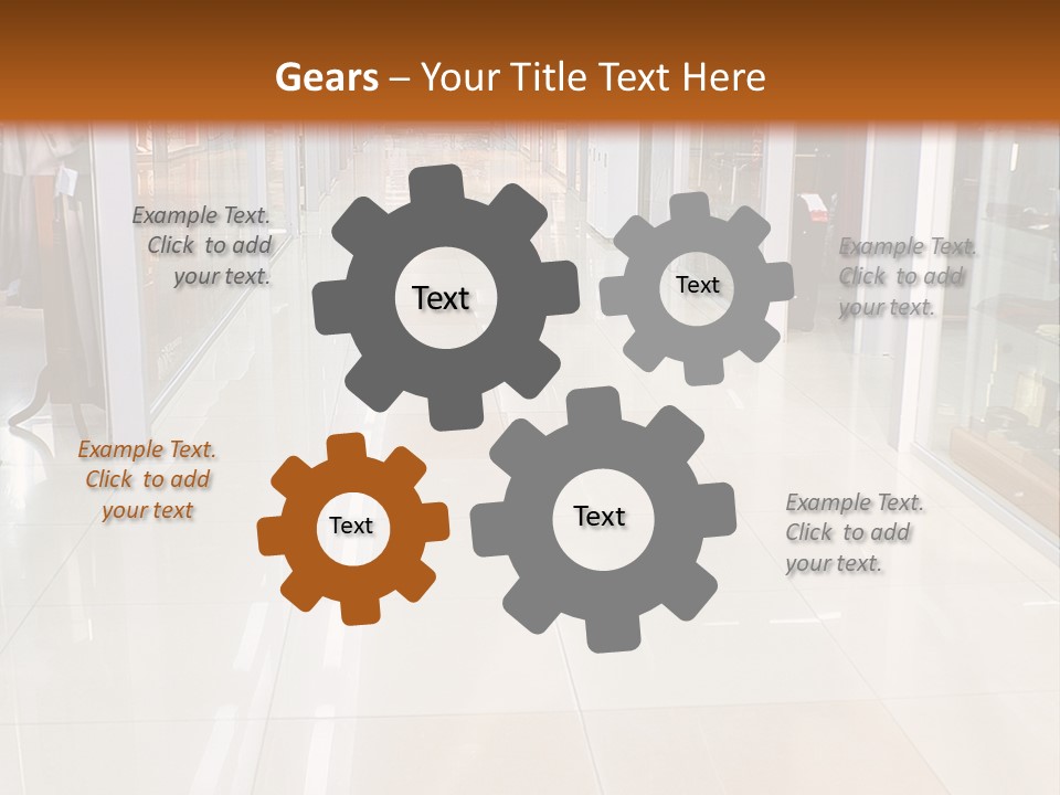 Hall Of A Modern Business Centre With Set Of Glass Show-Windows PowerPoint Template