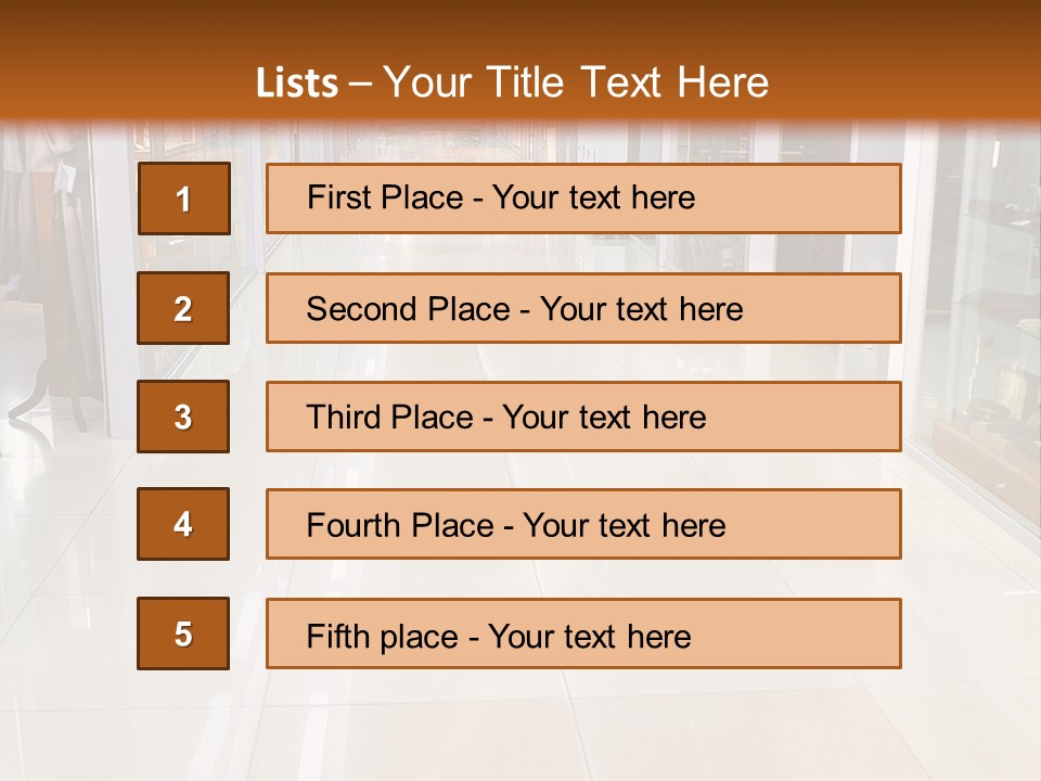 Hall Of A Modern Business Centre With Set Of Glass Show-Windows PowerPoint Template