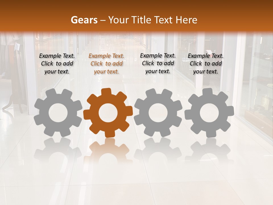Hall Of A Modern Business Centre With Set Of Glass Show-Windows PowerPoint Template
