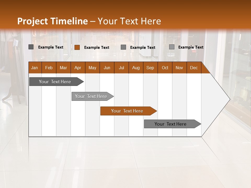Hall Of A Modern Business Centre With Set Of Glass Show-Windows PowerPoint Template