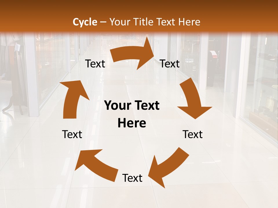 Hall Of A Modern Business Centre With Set Of Glass Show-Windows PowerPoint Template