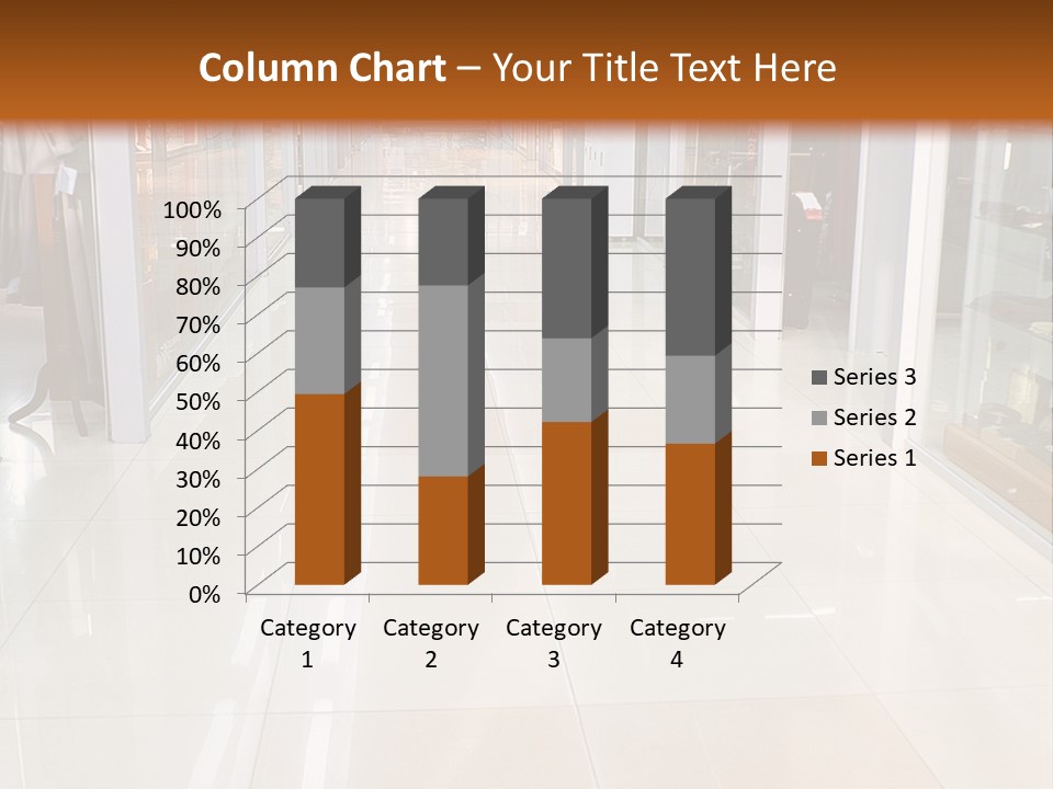 Hall Of A Modern Business Centre With Set Of Glass Show-Windows PowerPoint Template
