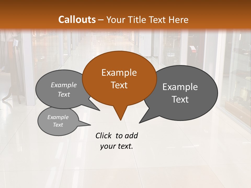 Hall Of A Modern Business Centre With Set Of Glass Show-Windows PowerPoint Template
