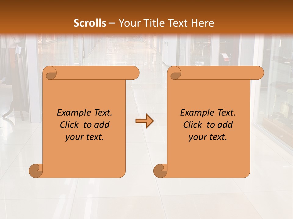 Hall Of A Modern Business Centre With Set Of Glass Show-Windows PowerPoint Template
