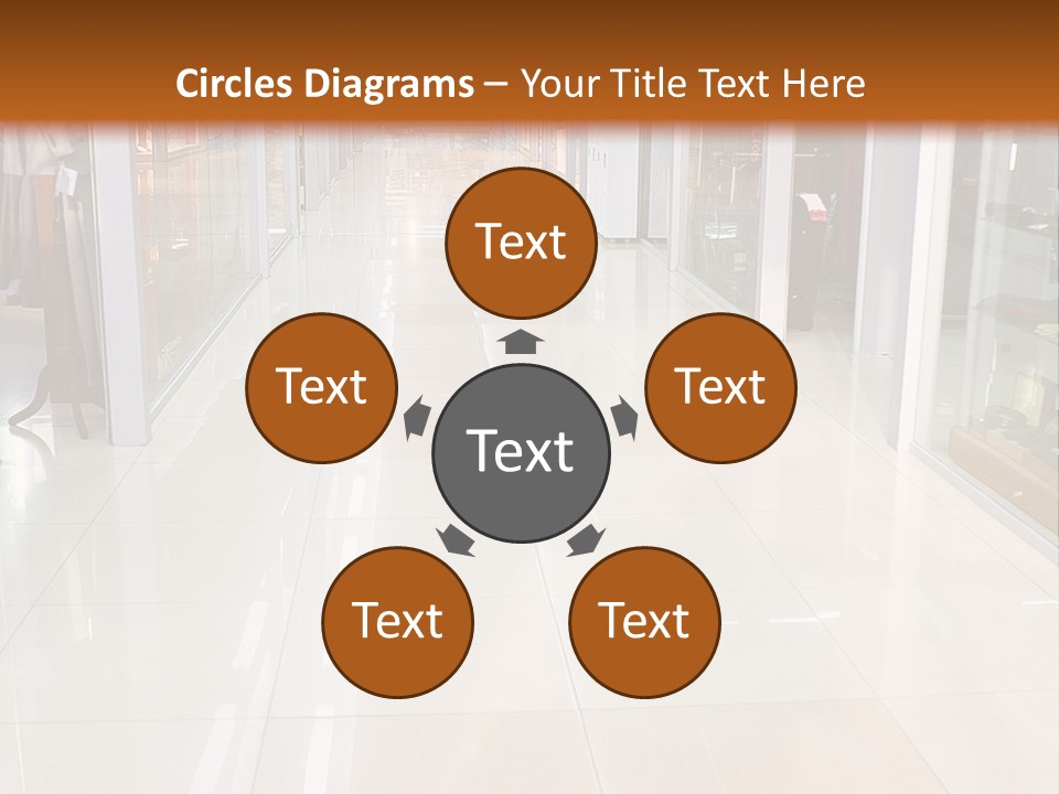Hall Of A Modern Business Centre With Set Of Glass Show-Windows PowerPoint Template