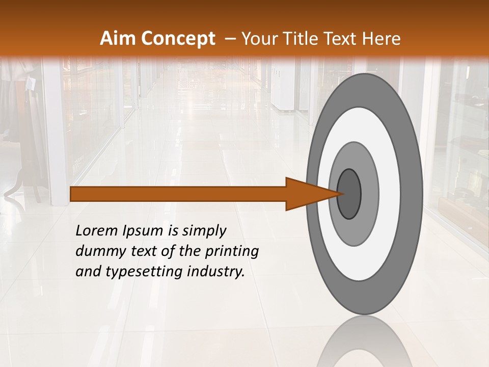 Hall Of A Modern Business Centre With Set Of Glass Show-Windows PowerPoint Template
