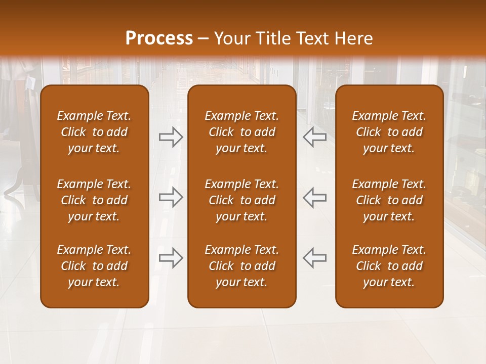 Hall Of A Modern Business Centre With Set Of Glass Show-Windows PowerPoint Template