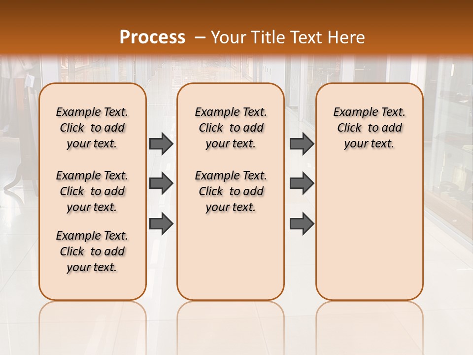 Hall Of A Modern Business Centre With Set Of Glass Show-Windows PowerPoint Template