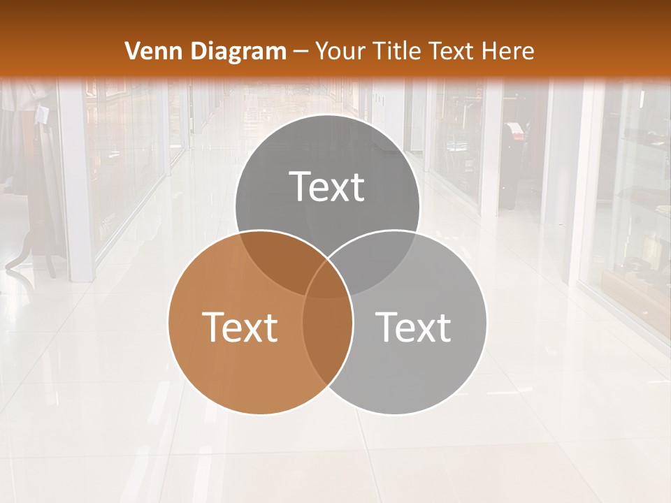 Hall Of A Modern Business Centre With Set Of Glass Show-Windows PowerPoint Template