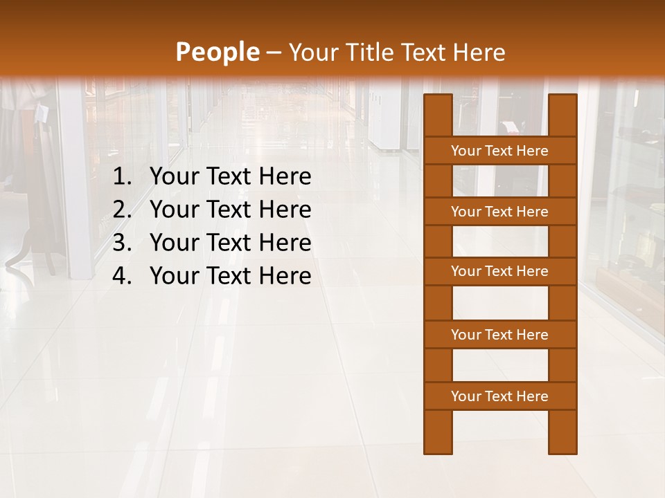 Hall Of A Modern Business Centre With Set Of Glass Show-Windows PowerPoint Template