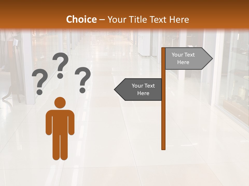 Hall Of A Modern Business Centre With Set Of Glass Show-Windows PowerPoint Template
