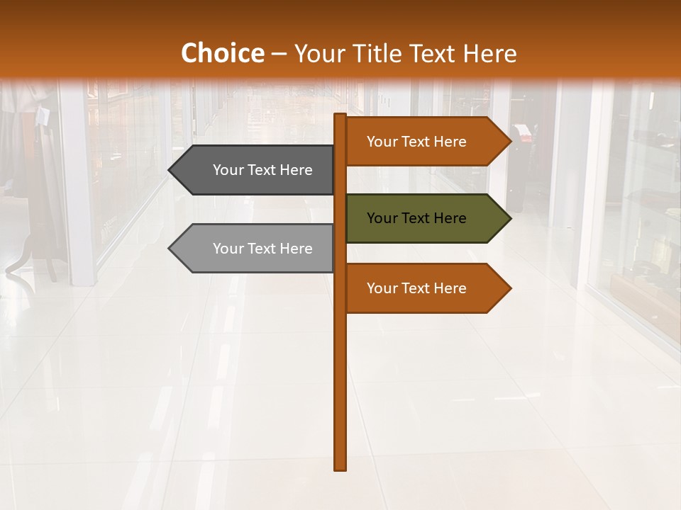 Hall Of A Modern Business Centre With Set Of Glass Show-Windows PowerPoint Template
