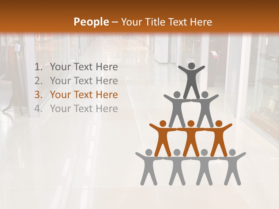 Hall Of A Modern Business Centre With Set Of Glass Show-Windows PowerPoint Template