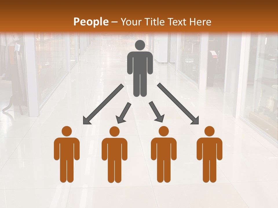 Hall Of A Modern Business Centre With Set Of Glass Show-Windows PowerPoint Template