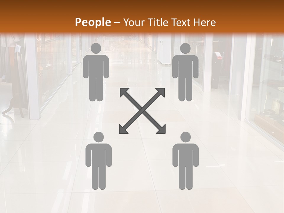 Hall Of A Modern Business Centre With Set Of Glass Show-Windows PowerPoint Template