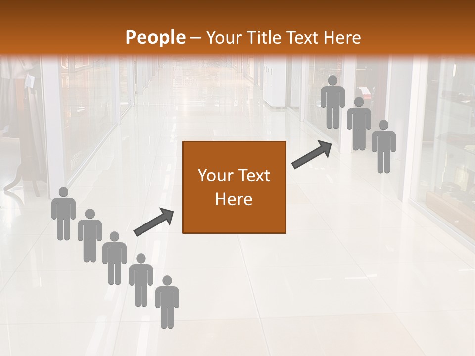 Hall Of A Modern Business Centre With Set Of Glass Show-Windows PowerPoint Template