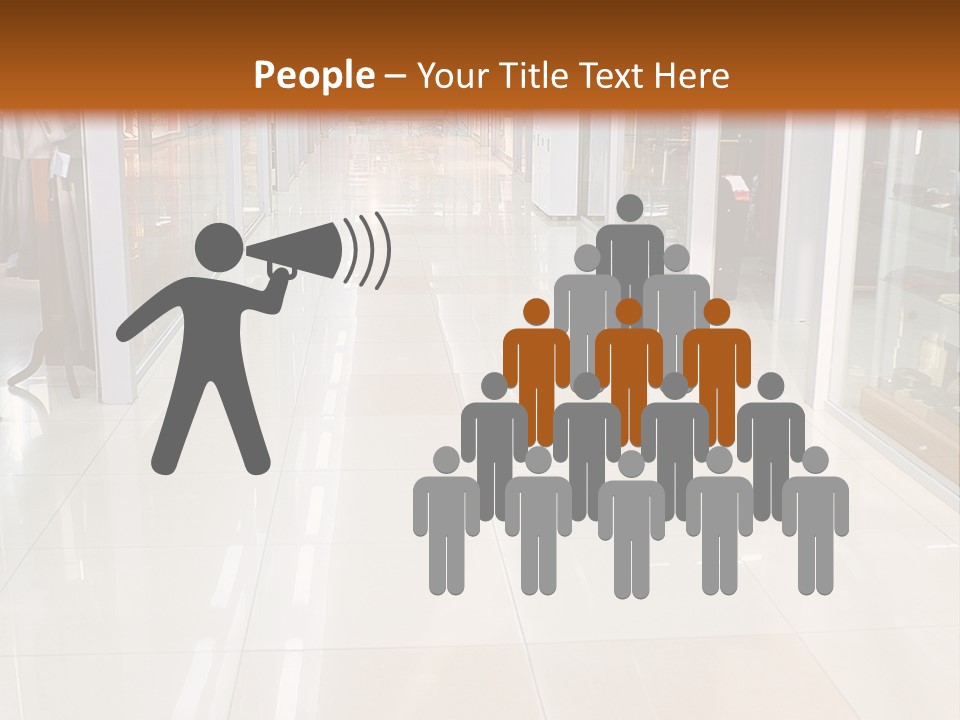 Hall Of A Modern Business Centre With Set Of Glass Show-Windows PowerPoint Template