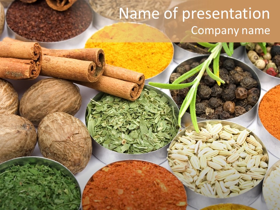 Spices And Herbs Used In Indian Cooking PowerPoint Template