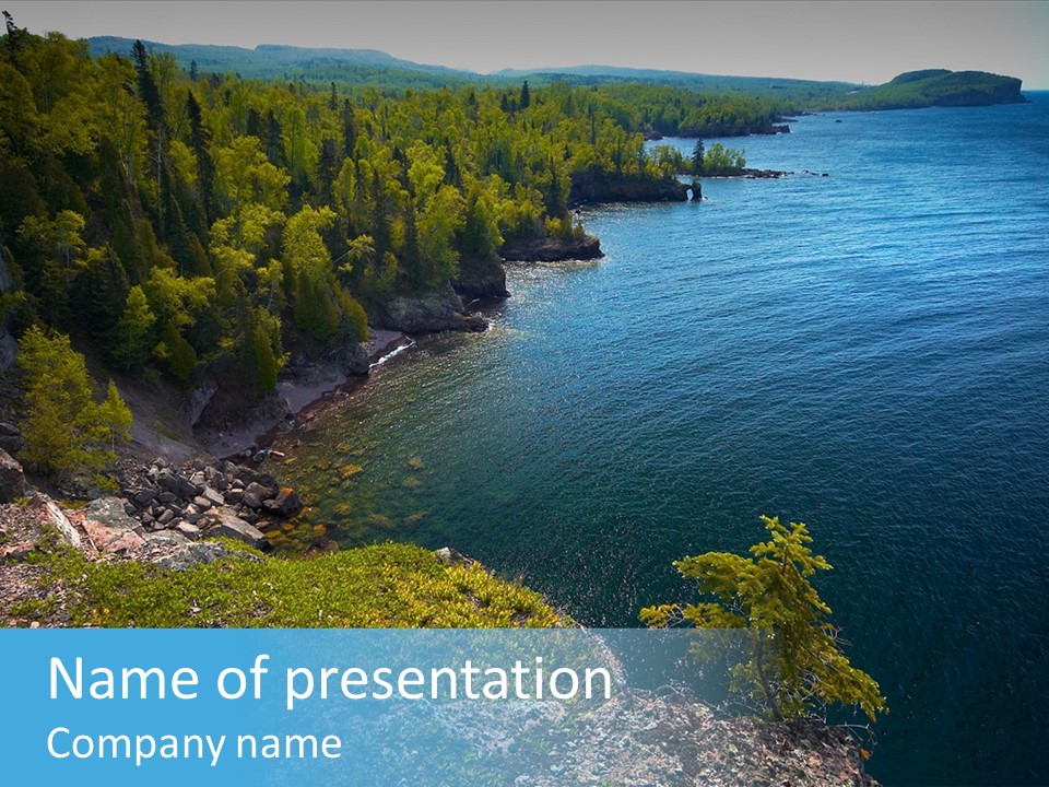 Overview Of Several Bays On Lake Superior North Shore. More With Keyword Series14 PowerPoint Template