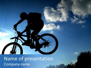 Jump With A Mountain Bike - Silhouette PowerPoint Template