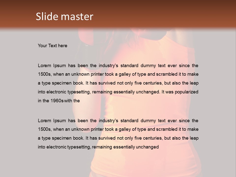 Sporty Girl In Boxing Gloves Punching PowerPoint Template