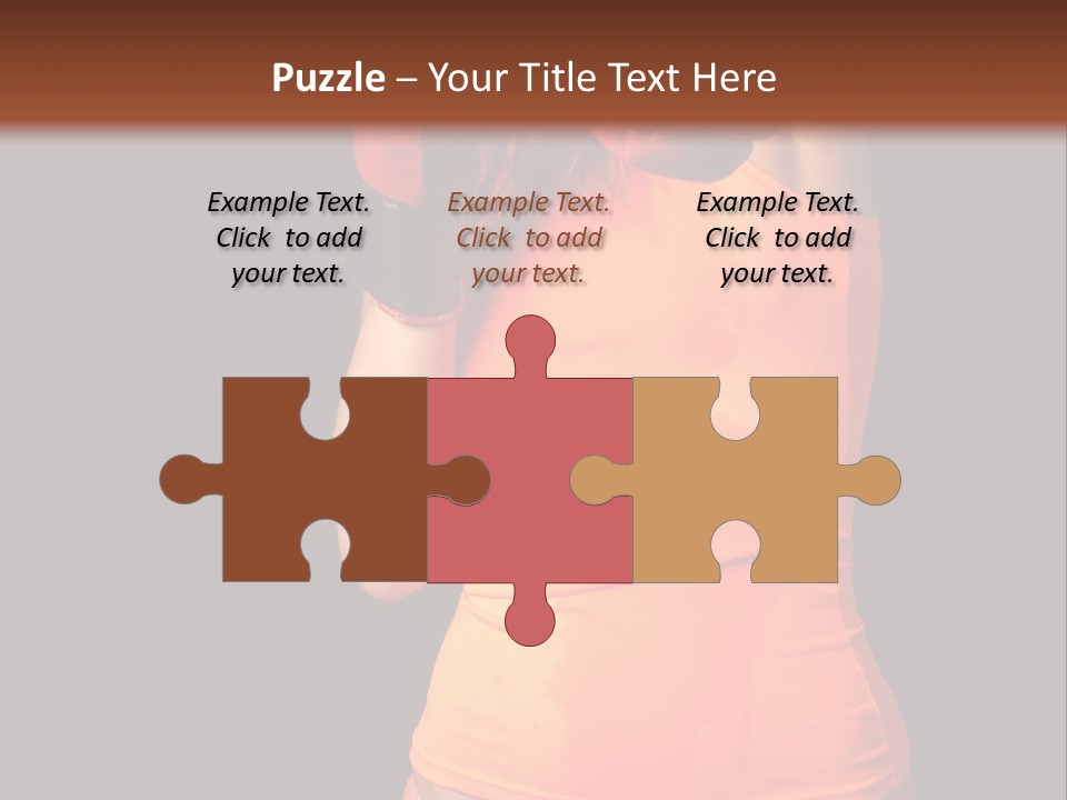 Sporty Girl In Boxing Gloves Punching PowerPoint Template