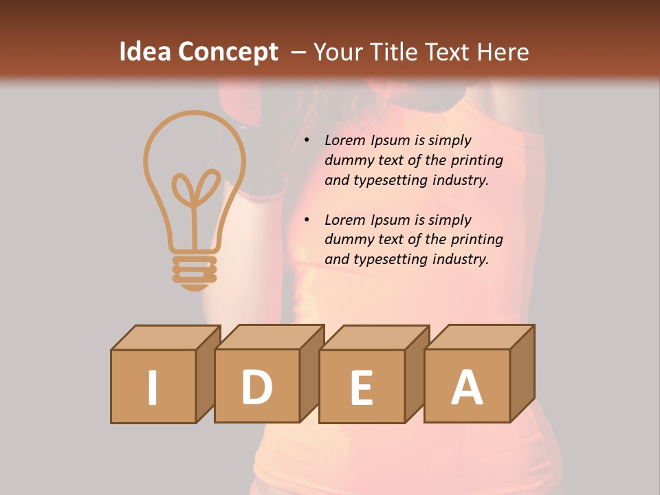 Sporty Girl In Boxing Gloves Punching PowerPoint Template