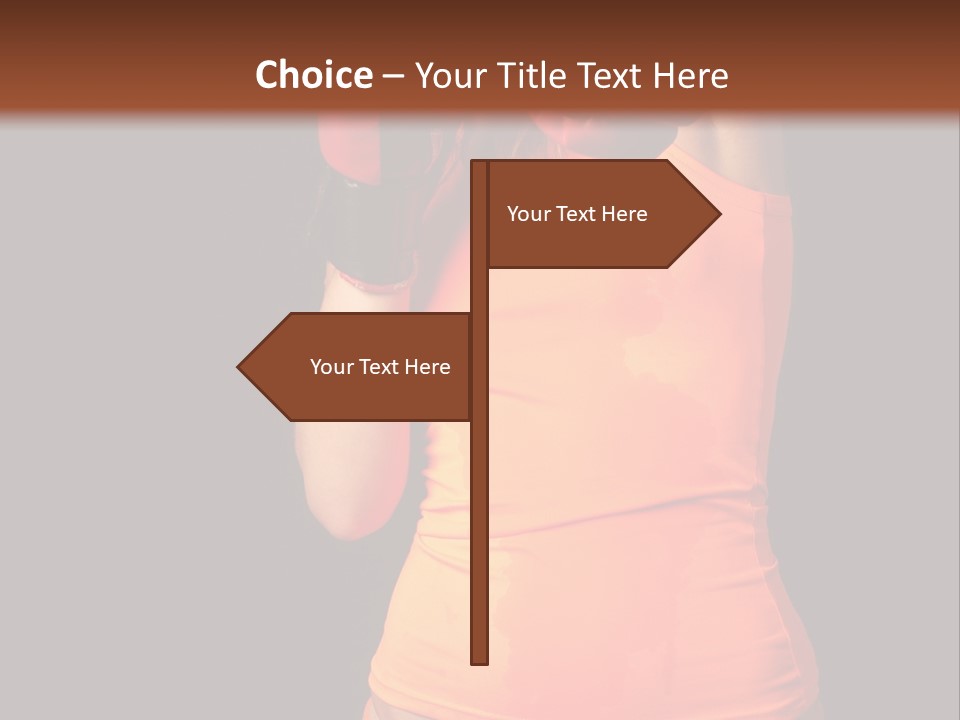 Sporty Girl In Boxing Gloves Punching PowerPoint Template