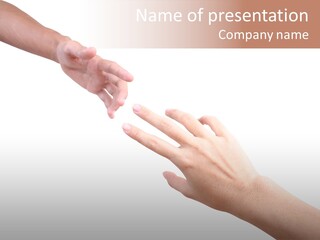 Close-Up Hand Reaching For Something. PowerPoint Template