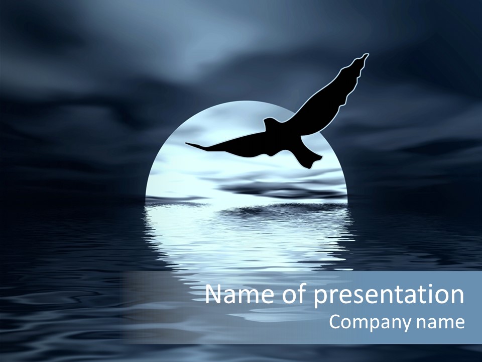 Night Landscape. Moon And Bird PowerPoint Template