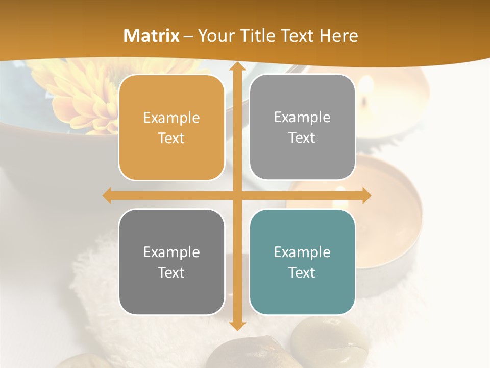 Beauty And Health Setting. A White Towel With Therapy Stones And A Bowl Of Floral Scented Water. PowerPoint Template