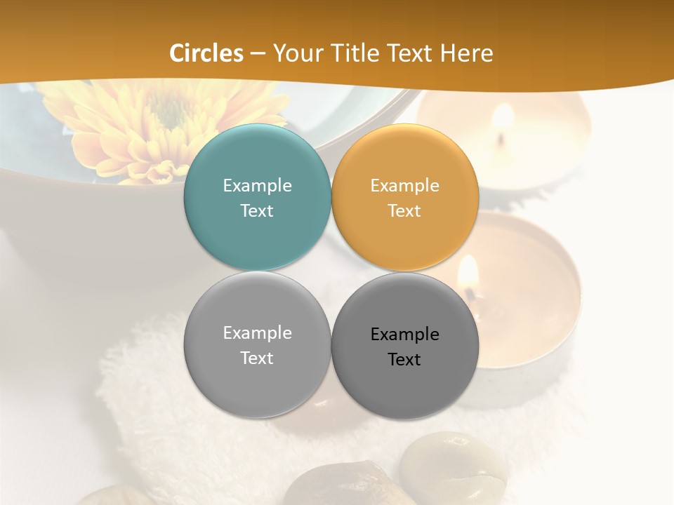 Beauty And Health Setting. A White Towel With Therapy Stones And A Bowl Of Floral Scented Water. PowerPoint Template