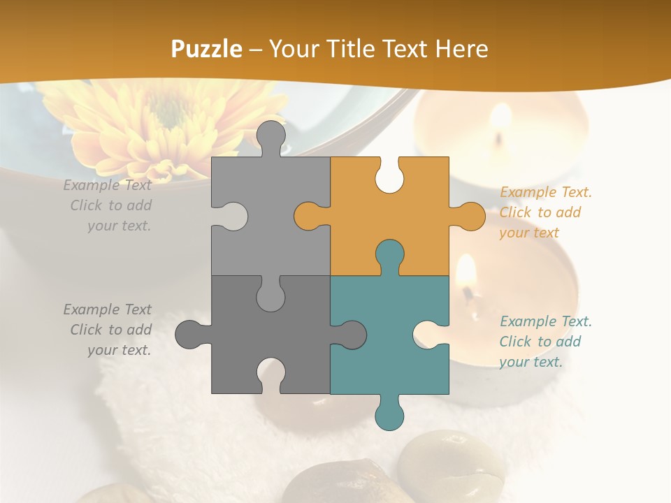 Beauty And Health Setting. A White Towel With Therapy Stones And A Bowl Of Floral Scented Water. PowerPoint Template