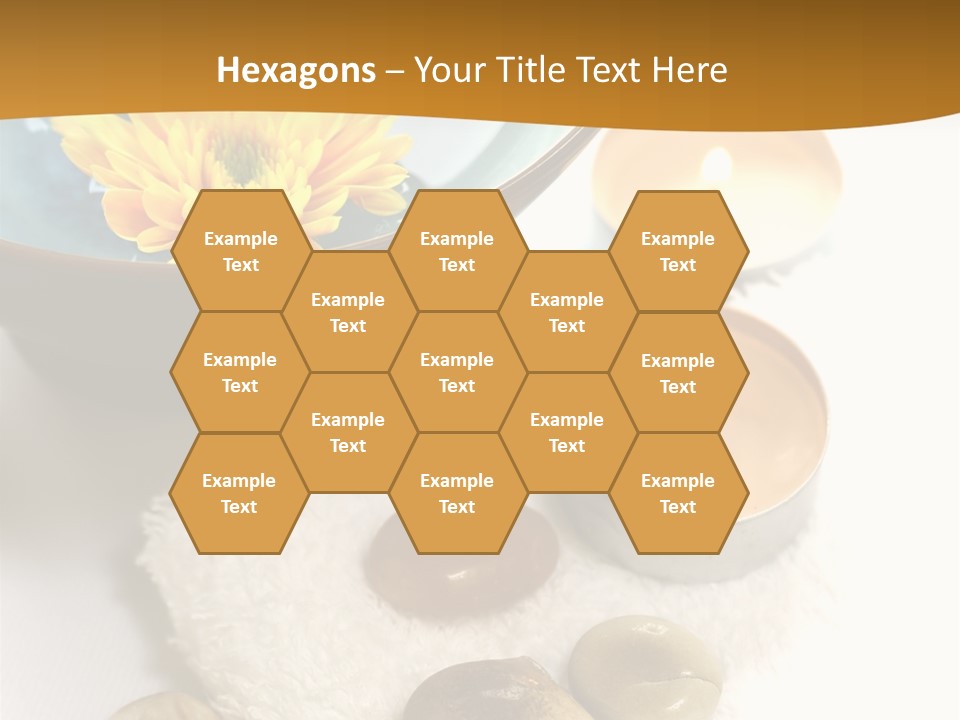 Beauty And Health Setting. A White Towel With Therapy Stones And A Bowl Of Floral Scented Water. PowerPoint Template