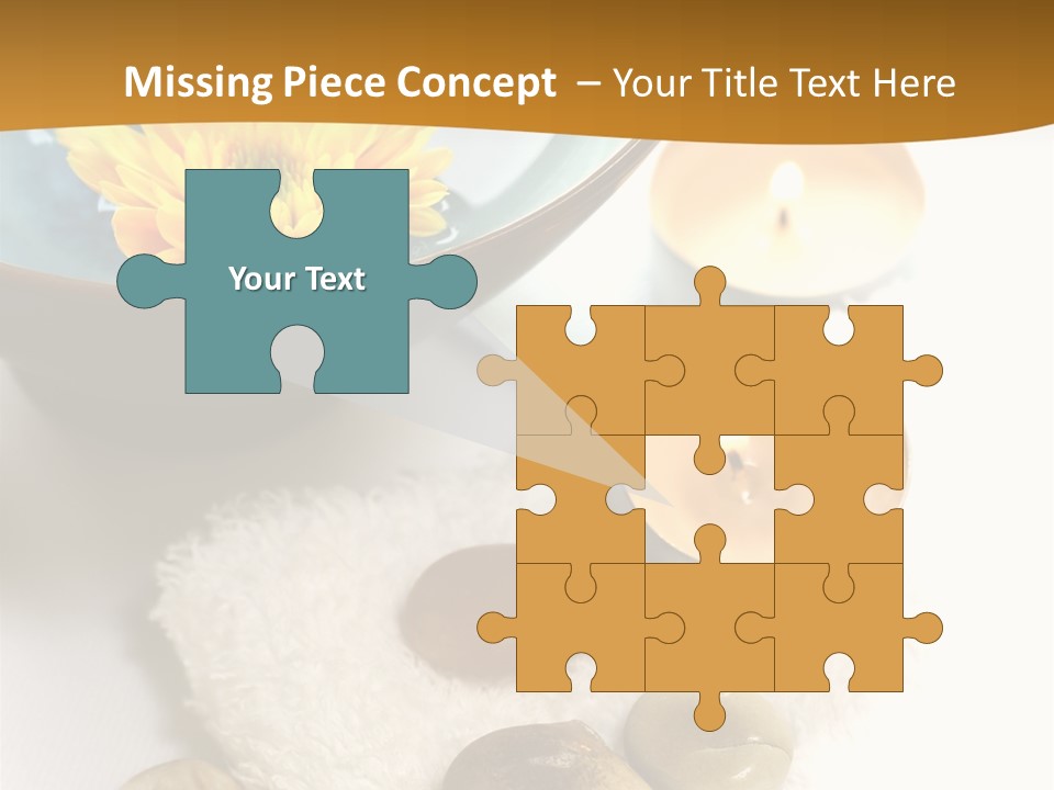 Beauty And Health Setting. A White Towel With Therapy Stones And A Bowl Of Floral Scented Water. PowerPoint Template