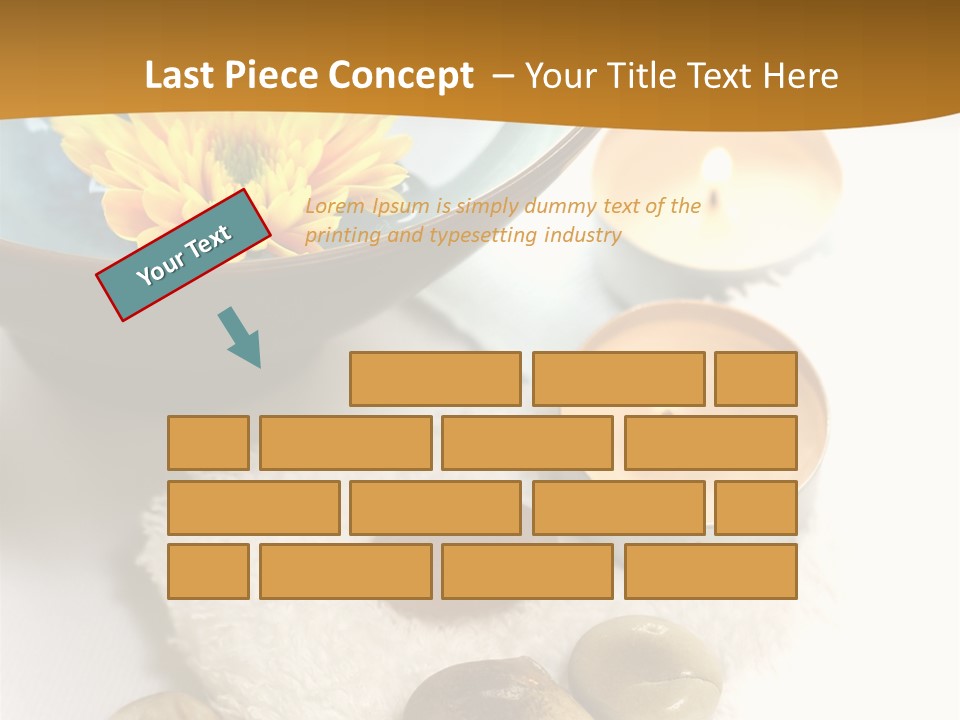 Beauty And Health Setting. A White Towel With Therapy Stones And A Bowl Of Floral Scented Water. PowerPoint Template