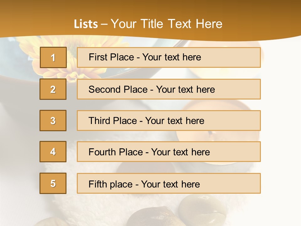 Beauty And Health Setting. A White Towel With Therapy Stones And A Bowl Of Floral Scented Water. PowerPoint Template